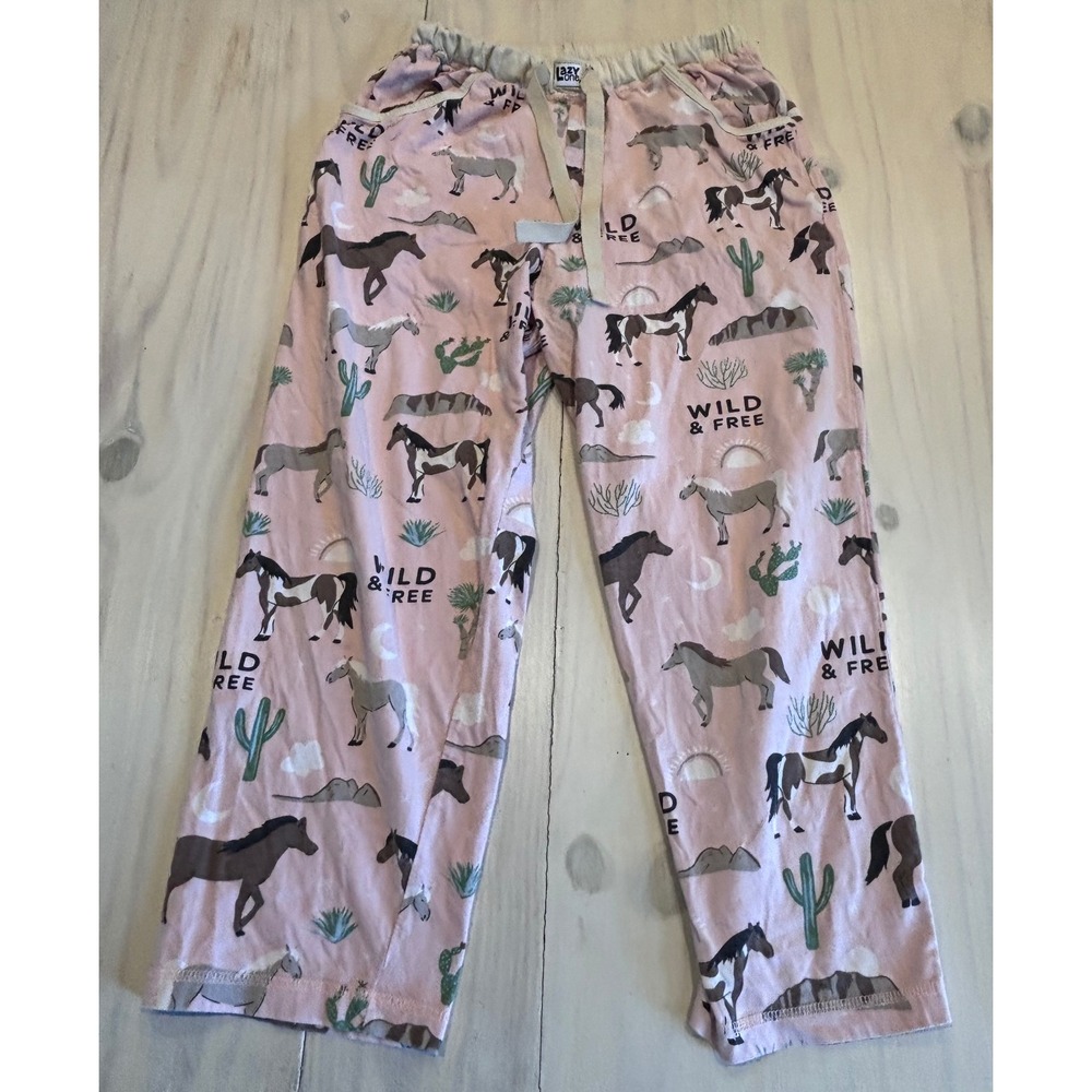 Lazy One Womens XS Pink Wild‎ & Free Horse Print Pajama Pants 100% Cotton HPP